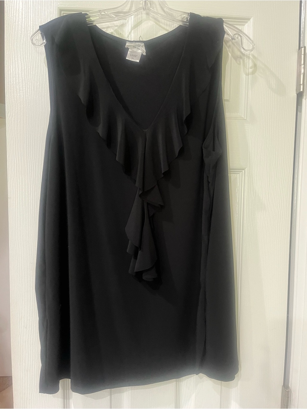 Black Ruffle V-Neck Women's sleeveless top